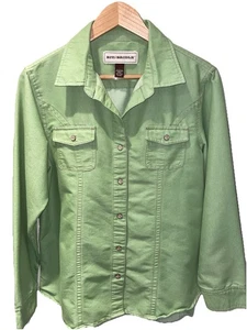Bit & Bridle Women Large Light Green Long Sleeve Western Snaps Roses Horse Girl - Picture 1 of 7