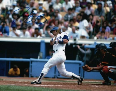 Foto firmada por Steve Yeager autografiada 8x10 LA Dodgers Home Post tinta azul oscilante Foto 1 de 2