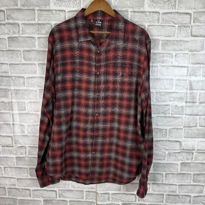 Under Armour Dark Red Plaid Lightweight Snap Up Flannel Shirt Mens XL FLAW - Image 1 of 4