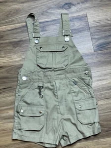 Boys Vintage 90's Tan Utility Carpenter Overalls Shorts Size 4-6? - Picture 1 of 6
