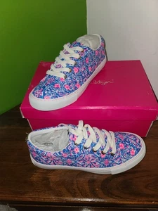 NWT Lilly Pulitzer Abigail Sneakers In Blue Peri Takin It Easy Size 7.5 W#009640 - Picture 1 of 11