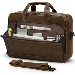 Mens Laptop Bag 16 Inch Leather Briefcase Vintage Messenger Bag for Men Large... - Picture 1 of 8