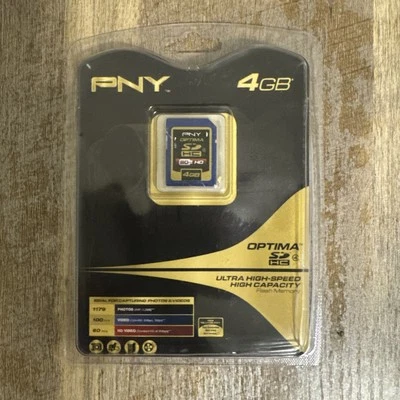 BRAND NEW SEALED 4GB PNY SDHC HIGH SPEED HIGH CAPACITY FLASH MEMORY CARD - Image 1 of 3