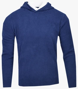 NEW Donald Ross SPORT Men's LARGE boucle hoodie pullover NAVY BLUE hooded - Picture 1 of 2