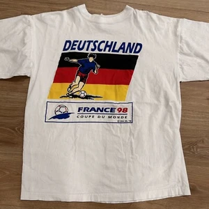 Deutschland France 98 Coupe De Monde T Shirt Mens Size Large Soccer Football - Picture 1 of 8