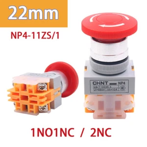 Emergency Stop Switch 22mm E-Stop Mushroom Head Latching Control Push Button - Picture 1 of 11