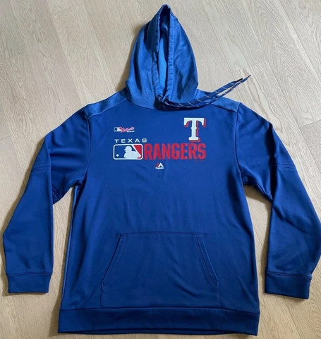 TEXAS RANGERS Majestic Authentic Collection Fleece Lined Nylon Sweatshirt Sz L Cover