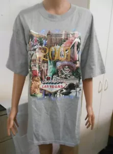 2001 Welcome Las Vegas Nevada Streifen Lithographie und besticktes S/S T-Shirt ~ Gr. XL - Bild 1 von 4