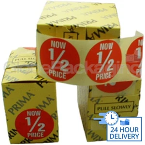 Adesivi 1500 x ""ORA 1/2 PREZZO"" metà prezzo etichette prezzo rosse 24 ore - qualità 45 mm - Foto 1 di 5
