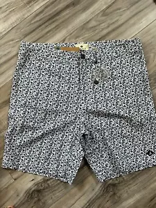 NWT Sperry Men's Patterned Swim Shorts Watershorts Golf Blue and White Size 34 - Picture 1 of 8