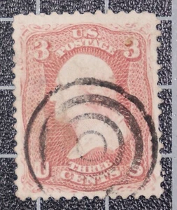 Scott 65 3 Cents Washington Used Black Target Type Fancy Cancel  - Picture 1 of 1