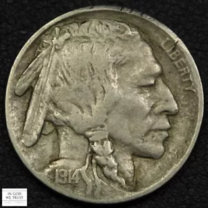 1914 D Buffalo Nickel 5C - Edge Nicks - Picture 1 of 3