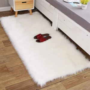 Lammfellimitat Teppich Langhaar Fell Nachahmung Wolle Bettvorleger Sofa Matte - Bild 1 von 7