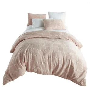 DONNA SHARP Comforter Set 94"x106" 3-Piece Blush Cotton King Textured Indoor - Picture 1 of 3
