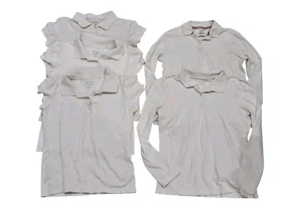 Cat & Jack 5 PC Lot School Uniform White  Short Long Sleeve Polo Shirts L 10-12 - Image 1 of 4
