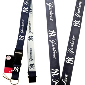 New York Yankees Lanyard Key Ring Keychain ID Holder Clip - Blue/Gray - Picture 1 of 7