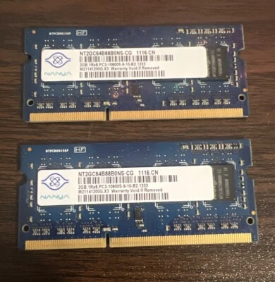 Nanya 4GB (2GBx2) 1Rx8 PC3-10600S DDR3-1333MHz SODIMM Memory - Image 1 of 2