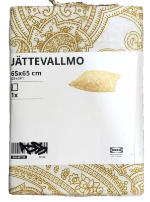 Funda de Almohada Ikea Jattevallmo Euro Simulada Oro Amarillo Blanco Cachemira 26 x 26 TIRO Foto 1 de 4