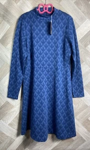 BODEN Blue Leaf Print Dress Long Sleeved Knee Length Size 16 Long New - Picture 1 of 24