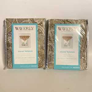 Set Of 2 Waverly Home Classics Ascot Valance Cashmere Pearl Paisley 52"x 20" NEW - Picture 1 of 6