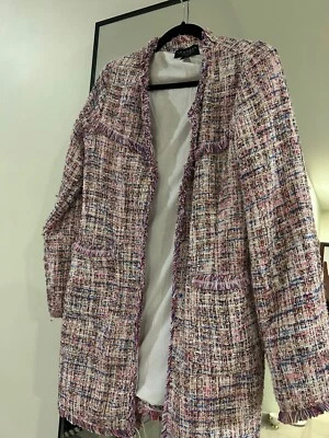 Women jacket - LAUNDRY Shelli Segal, pink multi knit fringe hem, Size Small  - Imagem 1 de 4