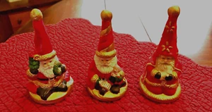 Santa Claus Porcelain Bell Figurines - set of 3 - Picture 1 of 4