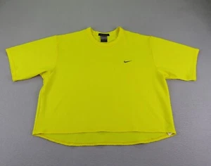 Vintage Nike Shirt Womens XL Neon Yellow Sphere Textured Oversized Top Athletic - Picture 1 of 9