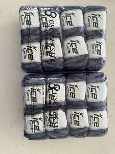 Ice Yarns Picasso Yarn- Purple/Turq Shades- 77867 NIB Pack Of 7 - Picture 1 of 3