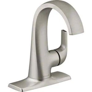 KOHLER Cursiva Single Handle Single Hole Bathroom Faucet, Vibrant Brushed Nickel - Picture 1 of 8
