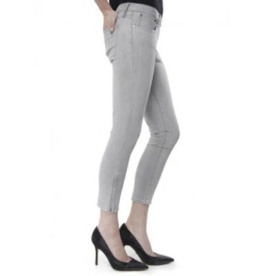 Helmut Lang Moto Cropped Skinny Jeans Size 30 Fog Wash Light Gray Ankle Zippers - Image 1 of 4