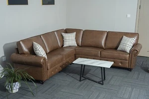Oakland Air Leather Corner Sofa 240x240cm - Corner Sofa For Living Room - Picture 1 of 12