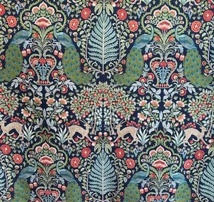Winthrop Saphir Pfau Blumen Damast Covington Stoff - Bild 1 von 3