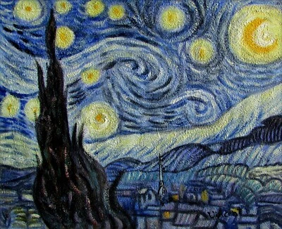 Vincent Van Gogh Starry Night Repro, Quality Hand Painted Oil Painting, 8x10in - Image 1 of 3
