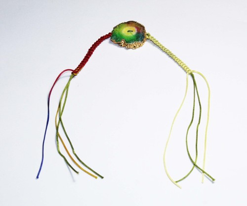 VALENTINO Braccialetto fatto a mano pietra preziosa quarzo solare arcobaleno misura 8 pollici