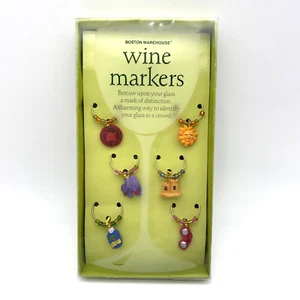 Boston Warehouse (6) Flip Flop Wein Charm Marker Neu im Karton bunte Strandstimmung - Bild 1 von 8