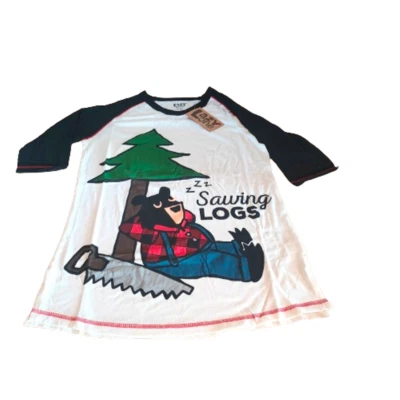 Lazyone Women Pyjama Tops PJ T-Shirts Lounge Nightshirt Sleepwear Sawinglog D191 - Image 1 of 4