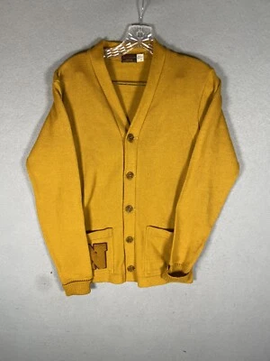 Cárdigan Suéter Lana DEFECTOS Wilson Letterman Para Hombres Talla 38 Amarillo Años 60 De Colección Foto 1 de 4