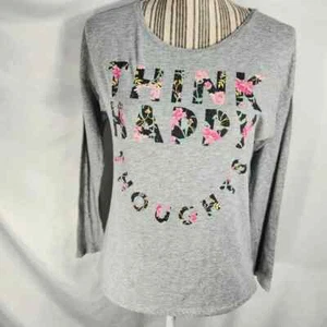 Old Navy Grey w/Floral Lettering Long Sleeve Relaxed Top Size XLarge (14) - Picture 1 of 7