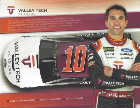 2019 ARIC ALMIROLA “VALLEY TECH ACADEMY” #10 NASCAR MONSTER ENERGY CUP POSTCARD Cover