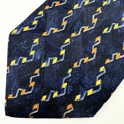 Corbata Stefano Milano Para Hombre Azul Geométrica Diamantes Seda Longitud Clásica Foto 1 de 4