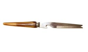Coltello formaggio bachelite vintage 8-3/4" Butterscotch Sheffield punta forchettata inox - Foto 1 di 5