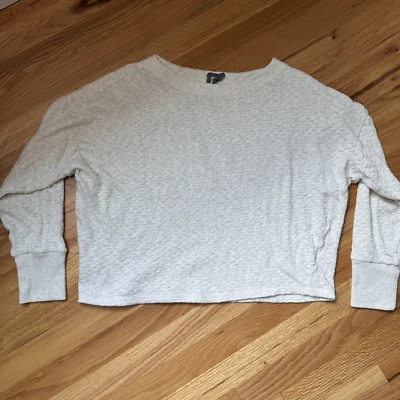 Anthropologie Cropped Linen Blend Sweater Cream Women's Size Medium Lightweight - Image 1 of 4