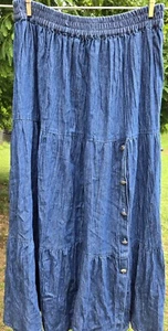 Crazy Cowgirl Denim Maxi Pleated Skirt NWT - Picture 1 of 6
