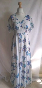 Ladies French Connection Size 10 White Floral V Neck Floaty Maxi Summer Dress - Picture 1 of 14
