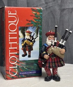 VTG Possible Dreams Clothtique Santa Bagpiper Ornament  Scottish Christmas - Picture 1 of 14