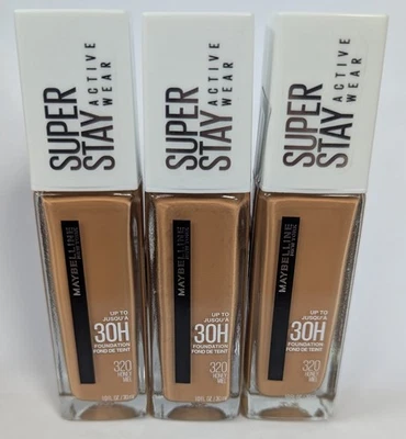 3 MAYBELLINE SUPERSTAY ACTIVE WEAR FOUNDATION 320 HONEY 1fl oz NEW & SEALED - Image 1 of 2