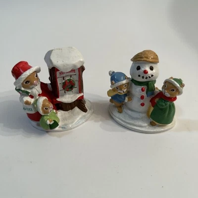 Vintage Avon Forest Friends Snowfall Friends Shopping For Treats 2 Inch Figurine - Image 1 of 4