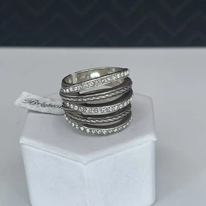 Brighton Neptune’s Rings Wide Band Ring Silver Crystal Layered Design NWT Size 9 - Picture 1 of 10