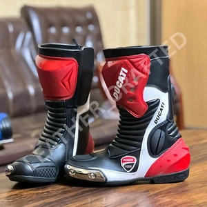 Ducati motorbike motorcycle leather racing boots Riding Race Road Biker shoes - Picture 1 of 3