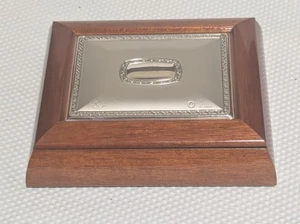 Vintage Silver Plate Topped Wooden Trinket Box - Lined - - Picture 1 of 7